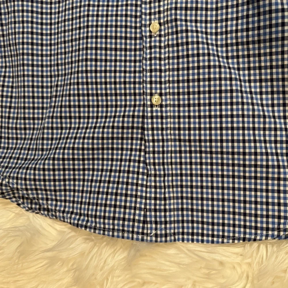 Ralph Lauren Navy Checkered Button Down‎ Shirt Boys Size Large 14/16